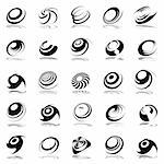 Spiral movement and rotation. 25 design elements. Set 2. Vector art in Adobe illustrator EPS format, compressed in a zip file. The different graphics are all on separate layers so they can easily be moved or edited individually. The document can be scaled to any size without loss of quality.