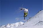 Freestyle skiing. Ski resort Dombay. Caucasus Mountains.