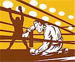 illustration of a Boxer down on his hunches after a knockout