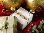 christmas decoration, diamond earrings and gift box