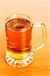 Beer glass on the wooden table