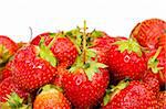 Red strawberries isolated on the white background