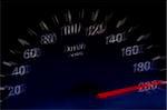 High speed on an automobile speedometer. Races