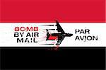 Yemen Flag with Explosive sent by air mail with Passenger air plane vector illustration