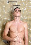 young man in shower