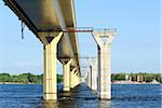 Construction of a new bridge over the river Volga, Russia