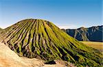 Green active volcano in the morning, Indonesia Bromo Park site