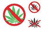 The hemp is forbidden sign on the white background