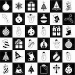 Christmas object clip art collection in black and white. Vector illustration