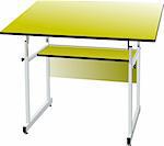 School desk on white isolated background. Vector illustration