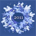 Decorative Christmas, New Year blue wreath