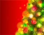 christmas shining background with green fir tree