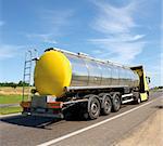 Big fuel gas tanker truck on highway