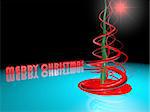 abstract Christmas tree over blue with merry christmas sign