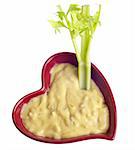 Fresh Cream of Celery Soup in a Heart Shaped Bowl a Warm Treat.