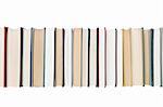 Books in a row isolated on white background