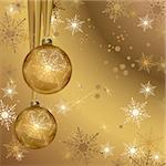 Golden Christmas Baubles And Snowflakes Background