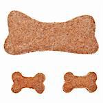 Bone shaped cookies or pet treats for your cat or dog.  Isolated on white with a clipping path.
