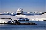 Big cruise ship in Antarctic waters