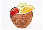 Fresh exotic fruits over white background