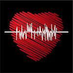 Heart with cardiogram, vector illustration