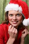 Beautiful Mature christmas female wearing a red hat