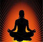 yoga pose on the abstract background - vector