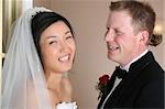 Beautiful couple on their wedding day in traditional attire