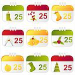 set of 9 christmas calendar icons