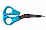 Blue scissors isolated on white background