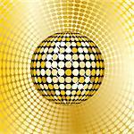 abstract gold disco ball on a red mosaic background