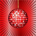 abstract red disco ball on a red mosaic background