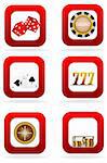 illustration of different casino symbols on white background