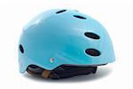 Blue ski helmet isolated over white background with clipping path