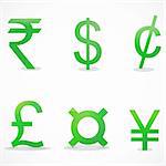 illustration of currency signs on white background