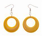Retro Modern Yellow Plastic Earrings.  Isolated on White with a Clipping Path.