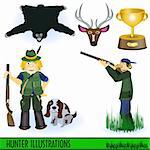 Hunter Illustrations vector collection.