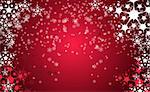 red christmas background with white snow flakes