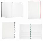 collection of notebooks on white background. each one is in full camera resolution