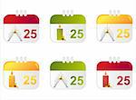 set of 6 christmas calendar icons