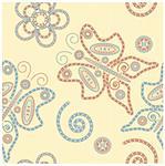 vector henna seamless ornament with butterflies and flowers in red and blue