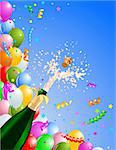 Celebration  background with  Champagne and balloons. Best for New Year?s Eve