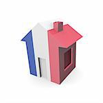 house 3d with flag of france