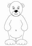 Teddy-bear, children's toy bear, stands, affably smiling. Contours