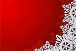 Red Background with Snowflakes in Border. Space for Text