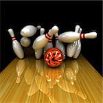 Orange ball does strike! Physically correct simulation of swirling strike in bowling with the real 3D motion blur on