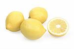 Juicy ripe lemons isolated on white background