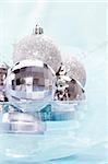 Holiday series: christmas silver ball and garland in bowl