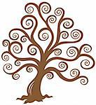 Stylized brown tree silhouette - vector illustration.