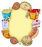 Various cartoon food frame - color illustration.